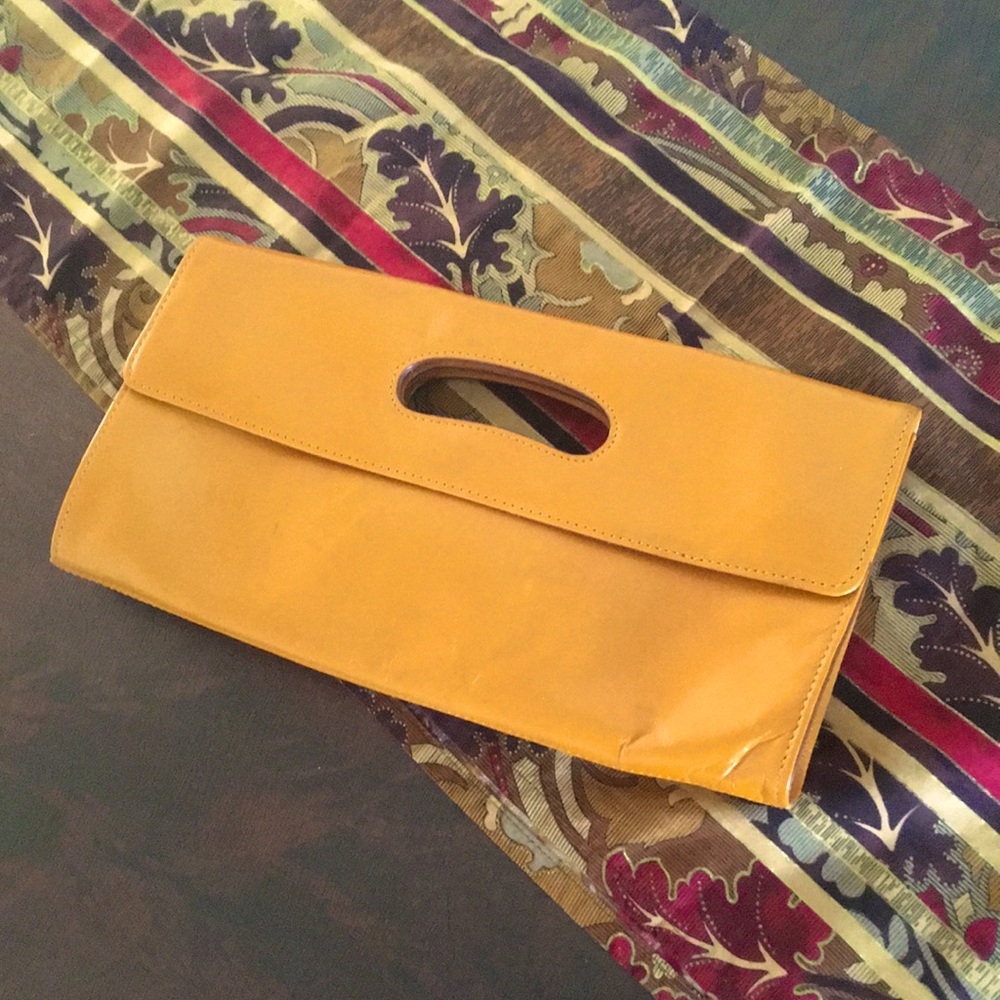 HOBO Mustard Yellow Leather Clutch Bag